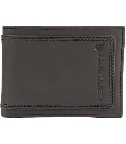 Amazon.com: Carhartt Patina Leather Bifold Wallet Black : Clothing